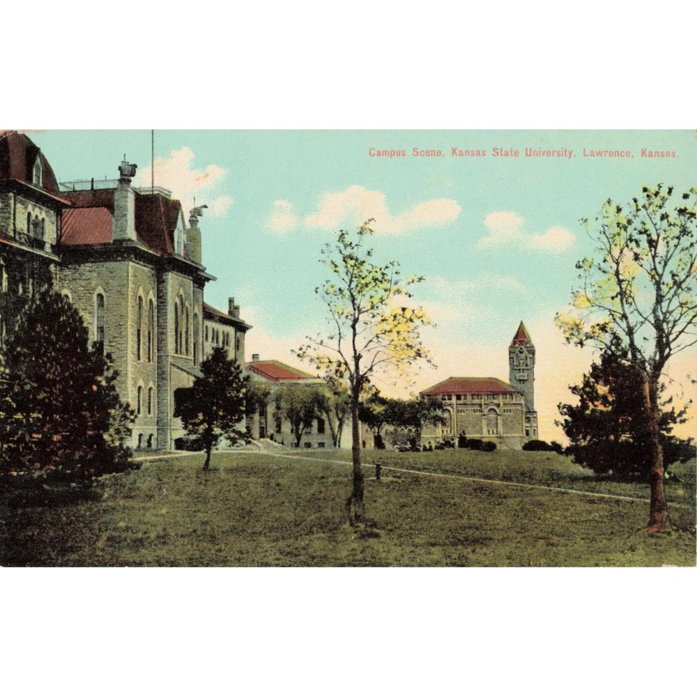Vintage 1912 Kansas State University Campus Scene Postcard Lawrence KS VG - Picture 1 of 2
